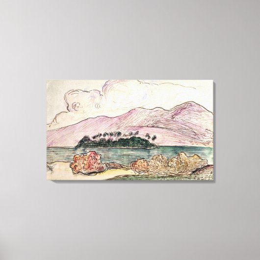 Tahitianische Landschaft (mit Papier) Leinwanddruck (Vorderseite)