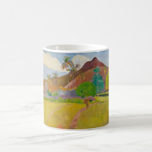 Tahitianische Landschaft (von Paul Gaugin) Kaffeetasse (Mittel)