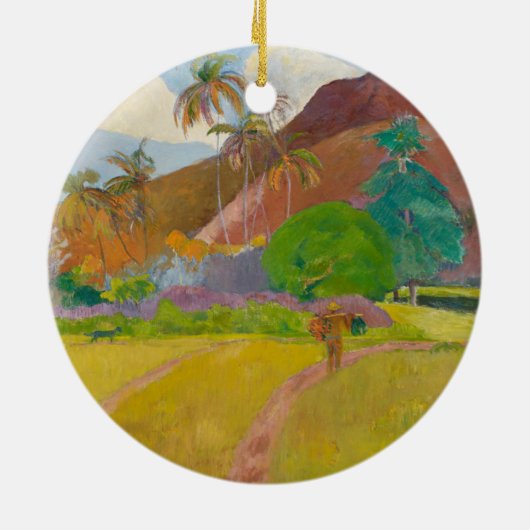 Tahitianische Landschaft (von Paul Gaugin) Keramik Ornament (Hinten)