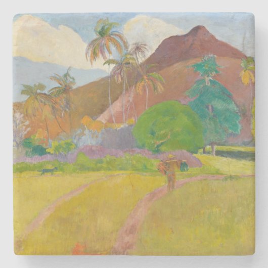 Tahitianische Landschaft (von Paul Gaugin) Steinuntersetzer (Vorderseite)