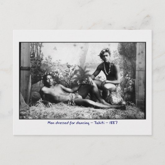 Tahitianische Männer verkleidet für das Tanzen Vin Postkarte (Vorderseite)