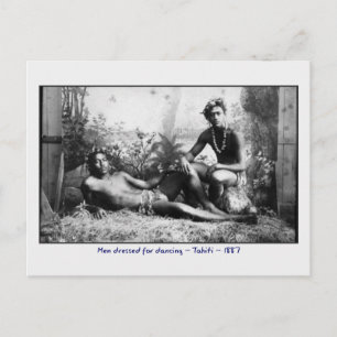 Tahitische Männer, gekleidet zum Tanzen, Vintage-F Postkarte