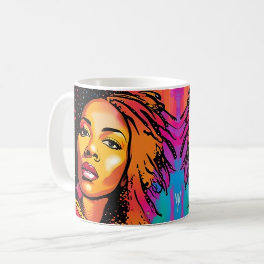 Tahlia Beautiful Black Woman Pop Art Art Kaffeetasse (Vorderseite Links)