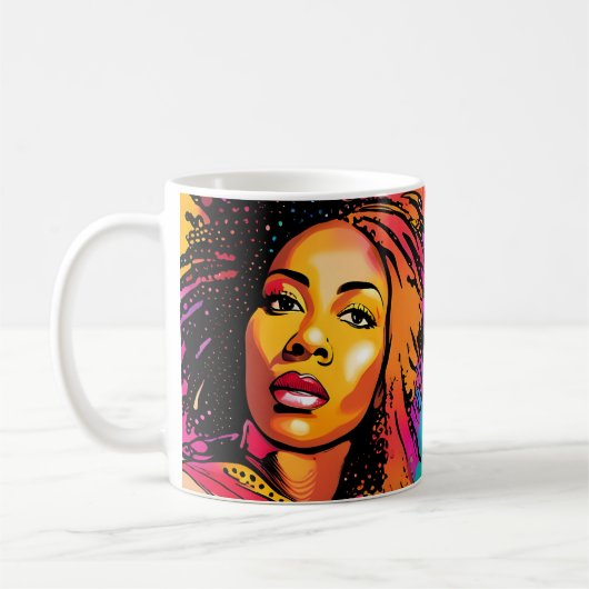 Tahlia Beautiful Black Woman Pop Art Art Kaffeetasse (Links)