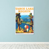 Tahoe Lake Region Vintage Reiseplaner Kunstwerk Leinwanddruck (Insitu (Holzboden))