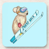 Tahoe Pika Skier Illustration Getränkeuntersetzer (Vorderseite)
