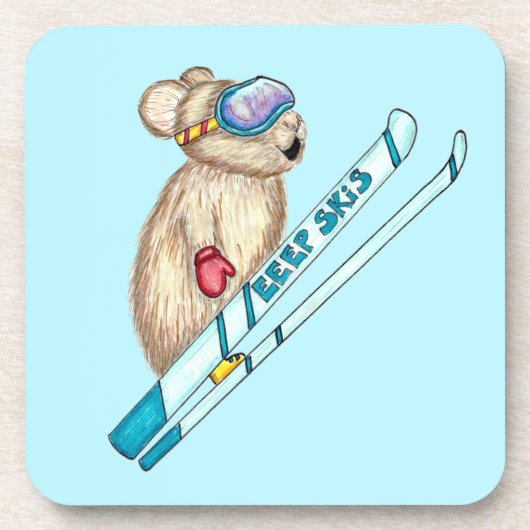 Tahoe Pika Skier Illustration Getränkeuntersetzer (Vorderseite)