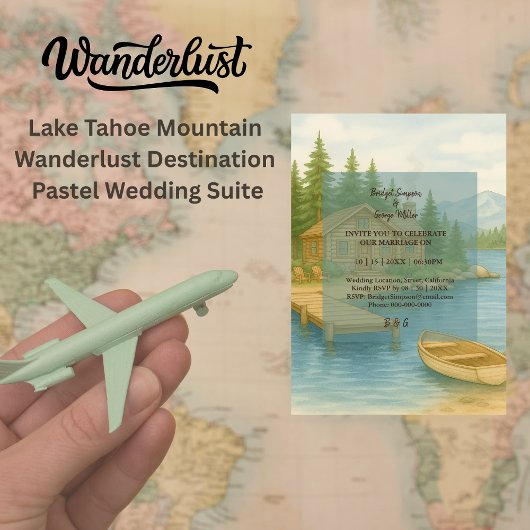 Tahoe Rustikale Hochzeit in Urlaubsort Einladung