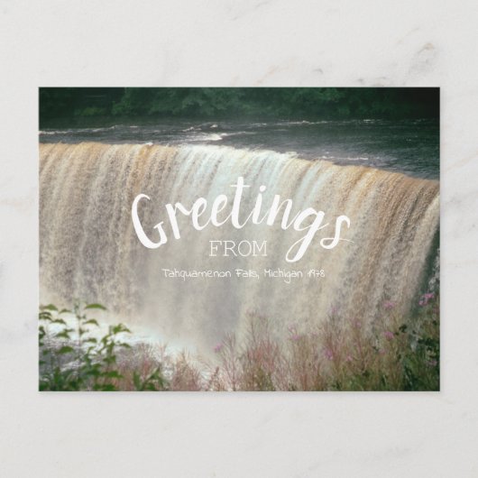 Tahquamenon Falls Greetings Michigan Waterfall Postkarte (Vorderseite)