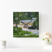 Tahquamenon Lower Falls Wall Clock Quadratische Wanduhr (Zuhause)