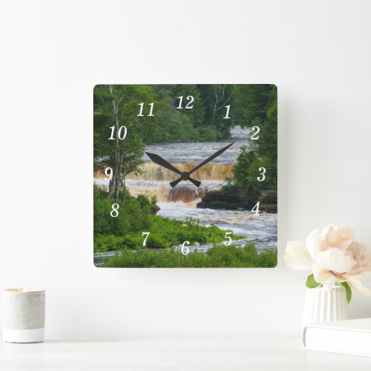 Tahquamenon Lower Falls Wall Clock Quadratische Wanduhr (Zuhause)