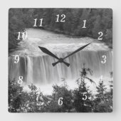 Tahquamenon Upper Falls Graustufen Wall Clock Quadratische Wanduhr (Vorderseite)