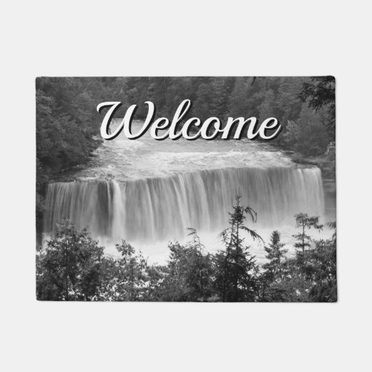 Tahquamenon Upper Falls Grayscale Welcome Doormat Fußmatte (Vorderseite)
