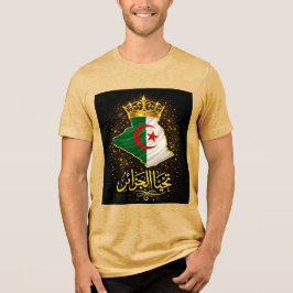 Tahya El Djazair Crown – Golden Long Live Algeria Tri-Blend Shirt