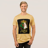 Tahya El Djazair Crown – Golden Long Live Algeria Tri-Blend Shirt (Vorderseite voll)