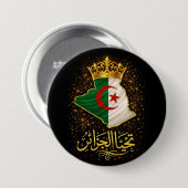 Tahya El Djazair – Golden Long Live Algeria Button (Vorne & Hinten)