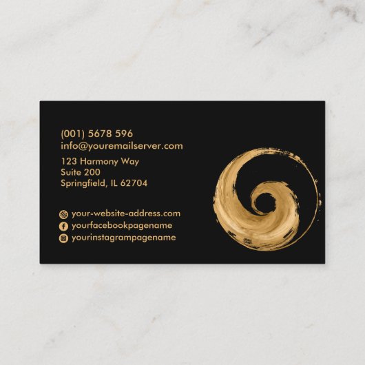 Tai Chi Chuan - Goldener Pinselstrich Visitenkarte (Rückseite)