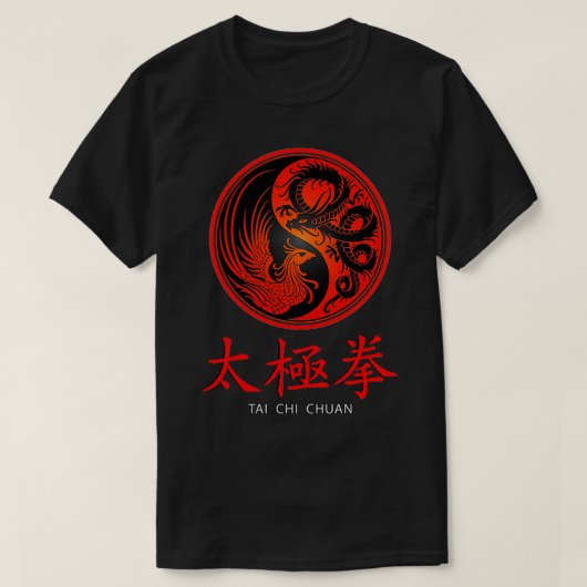 Tai Chi Chuan Yin Yang Art Dragon und Crane T-Shirt (Design vorne)