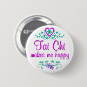 Tai-Chi glücklich Button (Vorne & Hinten)