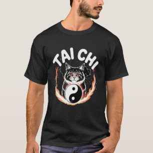 Tai Chi Katze Yin Yang Blüte des Lebens Kampfsport T-Shirt