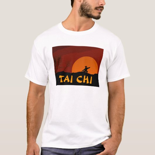 TAI-CHI-SONNENUNTERGANG-MANN-MÖNCH-FARBE T-Shirt (Vorderseite)