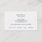 Tai Chi Symbol Yoga und Meditation Weiß Visitenkarte (Rückseite)