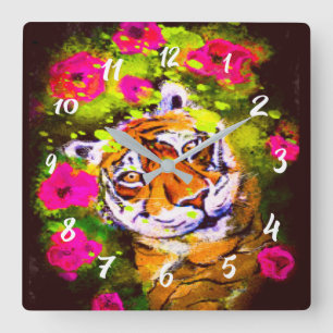 Tai Chi Tiger Lass's Party Large Clock Quadratische Wanduhr
