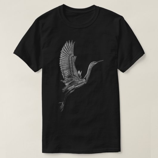 Tai Chi White Flying Crane Qi Gong Illustration T-Shirt (Design vorne)
