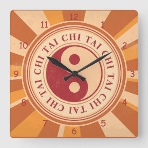 Tai Chi Yin Yang Quadratische Wanduhr