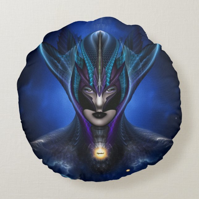 Taidushan Sai Shadow Blue Round Throw Kissen (Rückseite)