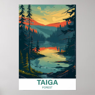 Taiga Forest Illustration Travel Poster