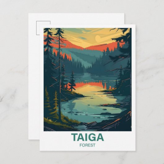 Taiga Forest Illustration Travel Postkarte (Vorne/Hinten)