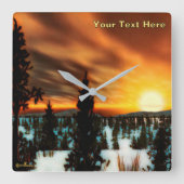 Taiga Sun Quadratische Wanduhr (Vorderseite)