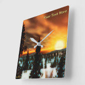 Taiga Sun Quadratische Wanduhr (Winkel)