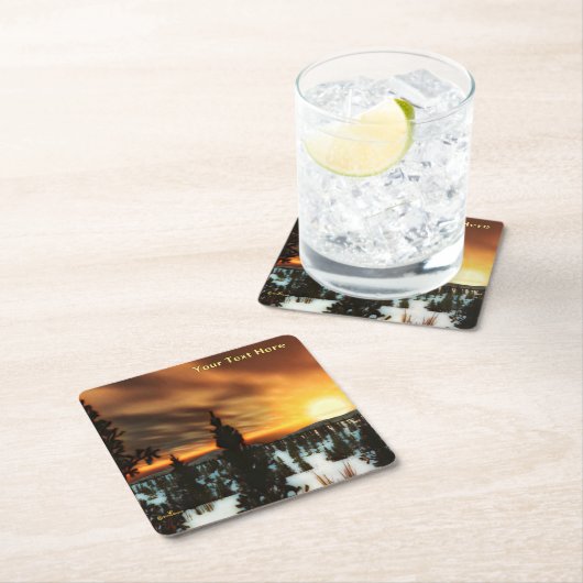 Taiga Sun Rechteckiger Pappuntersetzer (Vor Ort)