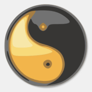 Taijitu_gelb Runder Aufkleber