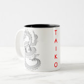 Taiko Drache in Schwarzem u. im Weiß Zweifarbige Tasse (Vorderseite Links)