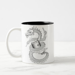 Taiko Drache in Schwarzem u. im Weiß Zweifarbige Tasse