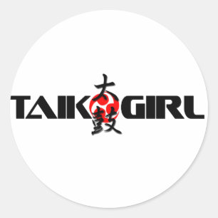 Taiko Girl (Design 1) Runder Aufkleber