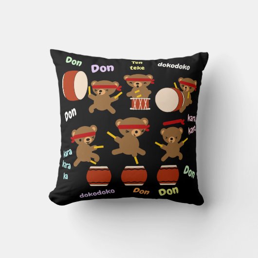 Taiko Trommel-Geschenk-niedliche Bären, die Kissen (Vorderseite)