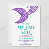 Tail For Veil Mermaid Bachelorette Weekend Party Einladung (Vorderseite)