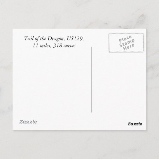 Tail of the Dragon, US129, 11 Meilen, 318 Curves Postkarte (Rückseite)
