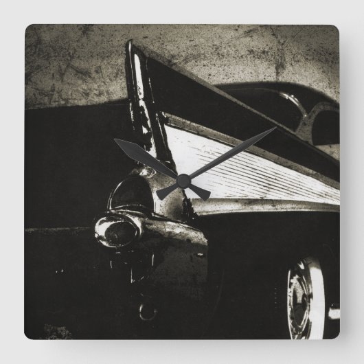 Tailfins - 1957 Chevy Wall Clock Quadratische Wanduhr (Vorderseite)