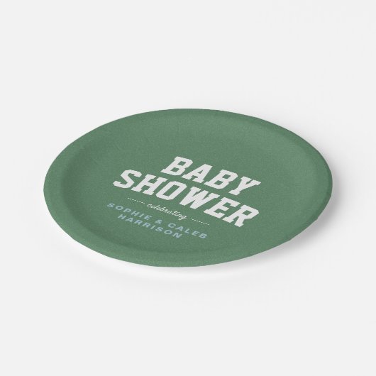 Tailgate Baby Dusche Blau-Thema Pappteller (Schrägansicht)