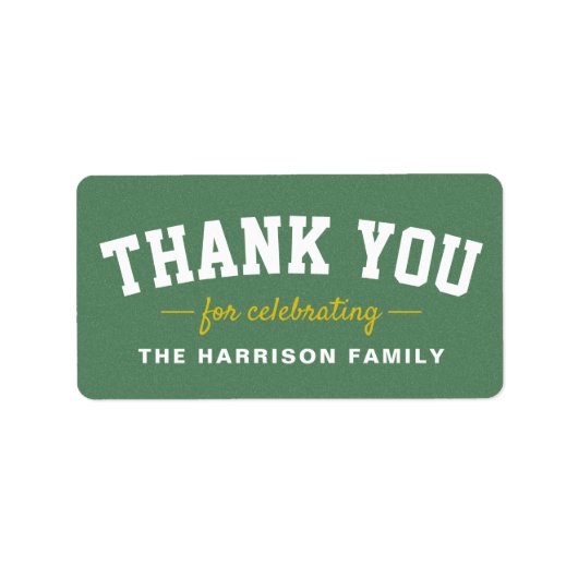 Tailgate Baby Dusche sportive gelb danke Adressaufkleber (Vorne)