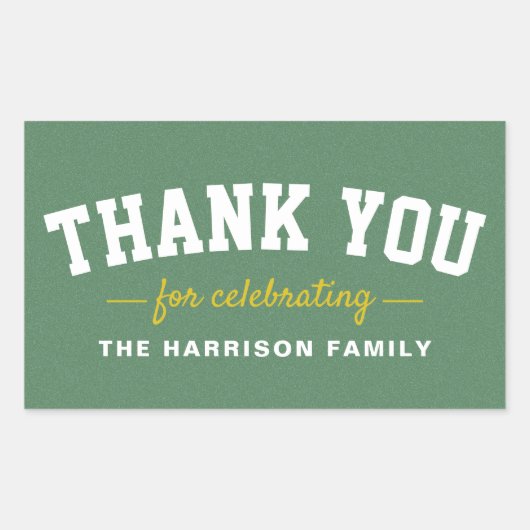 Tailgate Baby Dusche sportive gelb danke Rechteckiger Aufkleber (Vorderseite)