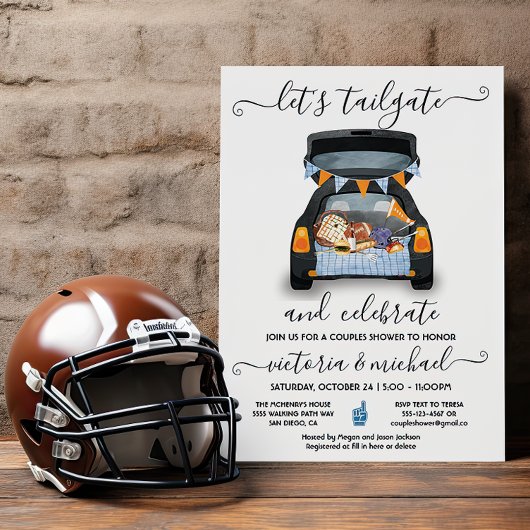 Tailgate Car Football GRILLEN Beer Couples Dusche Einladung