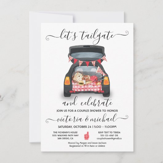 Tailgate Car Football GRILLEN Beer Couples Dusche Einladung (Vorderseite)