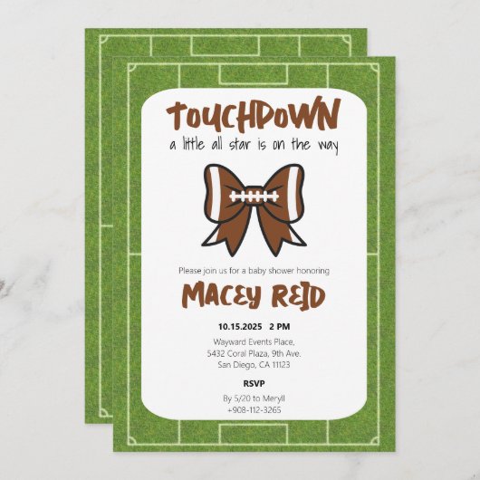 Tailgate Football Baby Dusche Einladung (Vorne/Hinten)
