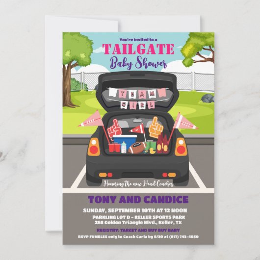 Tailgate Football Baby Dusche Paar Dusche Einladung (Vorderseite)